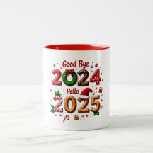 Goodbye 2024, Hello 2025 - Festive New Year Mugs