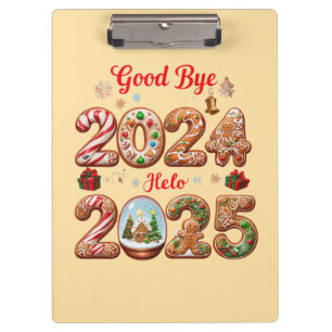 Goodbye 2024 Hello 2025 Happy New Year Design Clipboard
