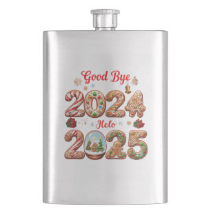Goodbye 2024 Hello 2025 Happy New year Design Hip Flask