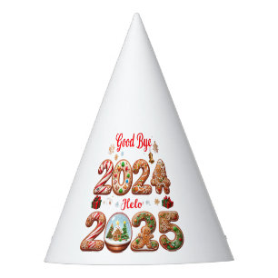 Goodbye 2024 Hello 2025 Happy New Year Design Party Hat