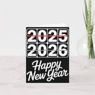 Goodbye 2025 Hello 2026 Clock Happy New Year Party Card