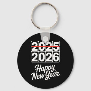 Goodbye 2025 Hello 2026 Clock Happy New Year Party Keychain