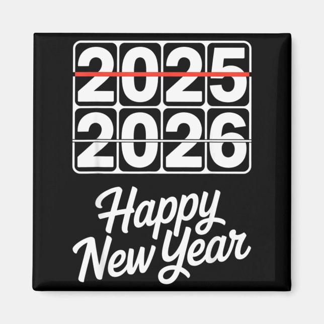 Goodbye 2025 Hello 2026 Clock Happy New Year Party Magnet (Front)