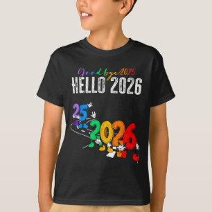Goodbye 2025 Hello 2026 Funny Cartoon New Year Boy T-Shirt