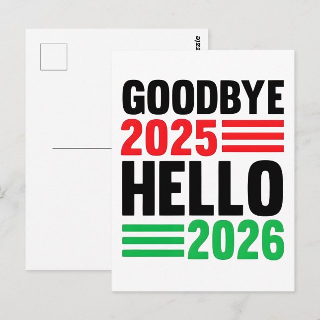 Goodbye 2025, Hello 2026: Happy New Year 2026 Postcard (Front/Back)