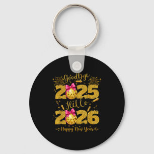 Goodbye 2025 Hello 2026 Happy New Year's Eve  Keychain