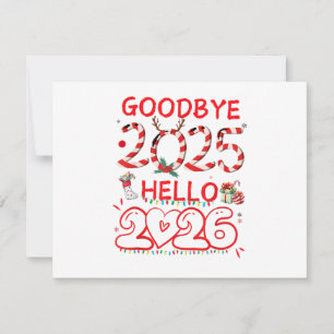 Goodbye 2025 Hello 2026 Merry Christmas Happy New  Holiday Card