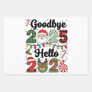 Goodbye 2025 Hello 2026 New Year Resolution   Wrapping Paper Sheet