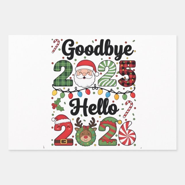 Goodbye 2025 Hello 2026 New Year Resolution   Wrapping Paper Sheet (Front 2)