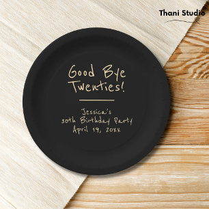 Goodbye 20s Feminine Minimalist Modern Typography Paper Plate
