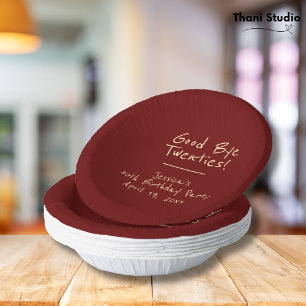 Goodbye 20s Feminine Minimalist Modern Typography Paper Plate