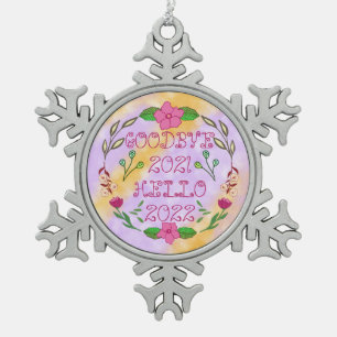 GOODBYE 20XX HELLO 20XX SNOWFLAKE PEWTER CHRISTMAS ORNAMENT