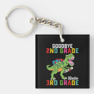 Goodbye 2nd Grade Hello 3rd Grade T Rex Dinosaur Keychain