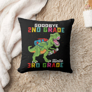 Goodbye 2nd Grade Hello 3rd Grade T Rex Dinosaur Throw Pillow