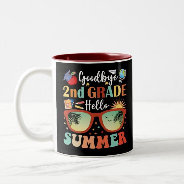 Goodbye 2nd Grade Hello Summer Two-Tone Coffee Mug (Left)