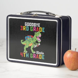 Goodbye 3rd Grade Hello 4th Grade T Rex Dinosaur Metal Lunch Box