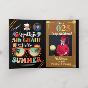 Goodbye 5th Grade Hello Summer Graduation Custom   Foil Greeting Card