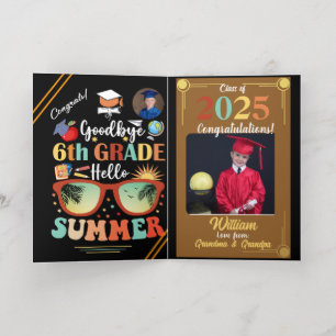 Goodbye 6th Grade Hello Summer Graduation Custom   Foil Greeting Card