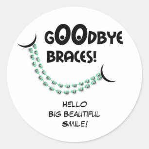 Goodbye Braces Green Orthodontist Patient Gift Classic Round Sticker