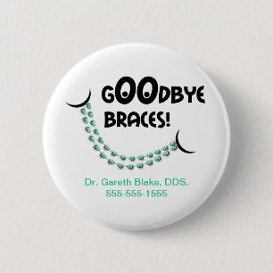 Goodbye Braces Green Orthodontist Patient Gift Cus 2 Inch Round Button