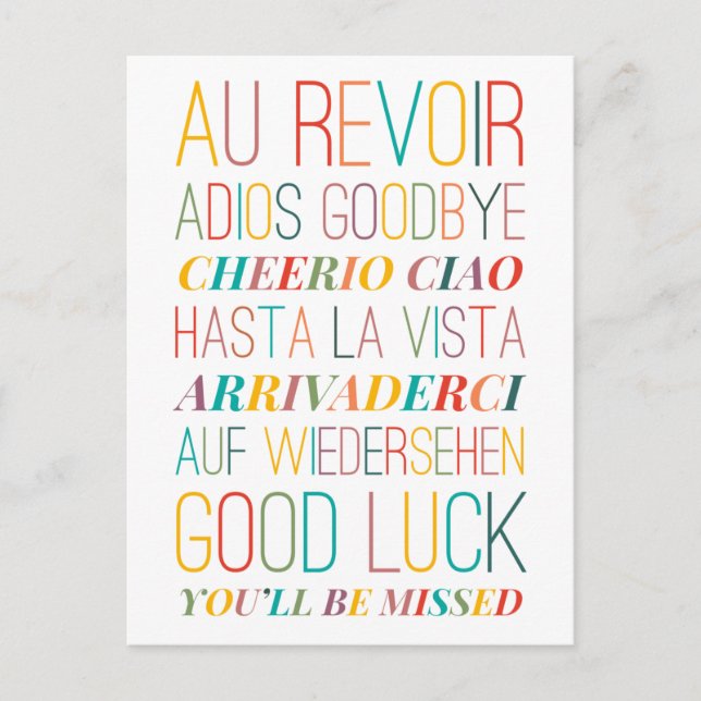 Goodbye Carte postale Goodluck (Devant)