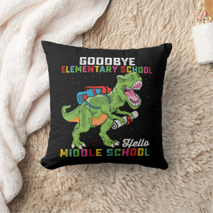 Goodbye Elementary Hello Middle School T Rex Throw Pillow