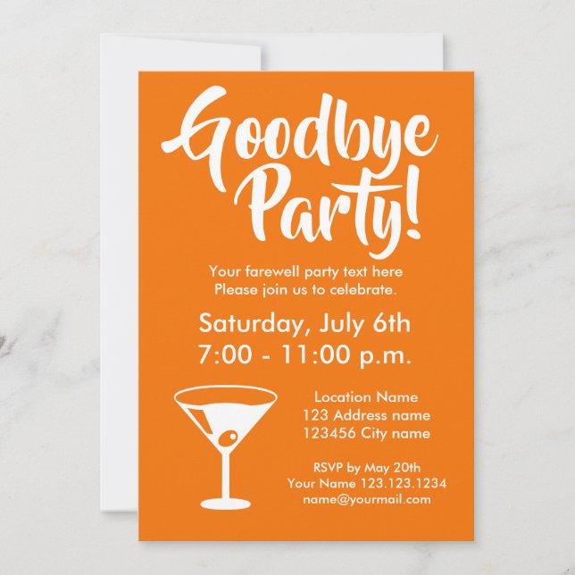 Goodbye farewell going away party invitations (Front)