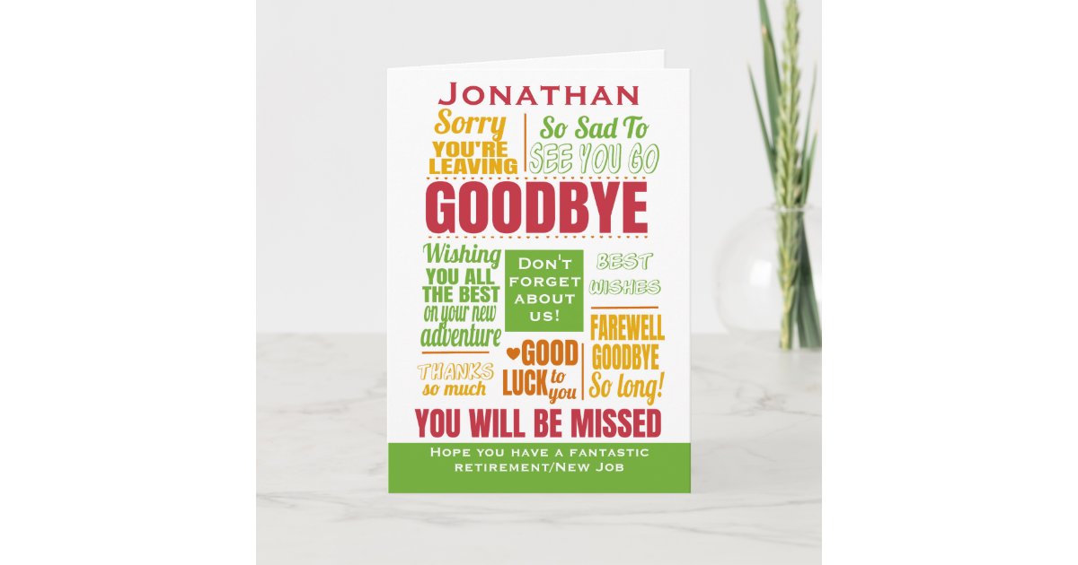 Goodbye Farewell Retirement Typography Card | Zazzle