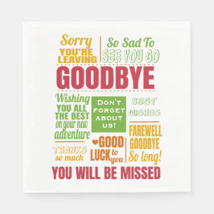 Goodbye Farewell Retirement Typography Napkin