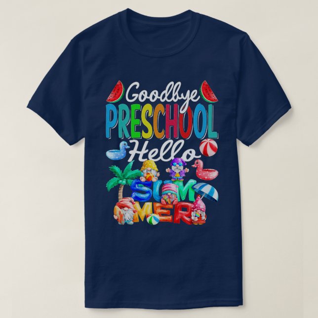 Goodbye Kindergarten Hello Summer Gnomes Beach Pre T-Shirt (Design Front)