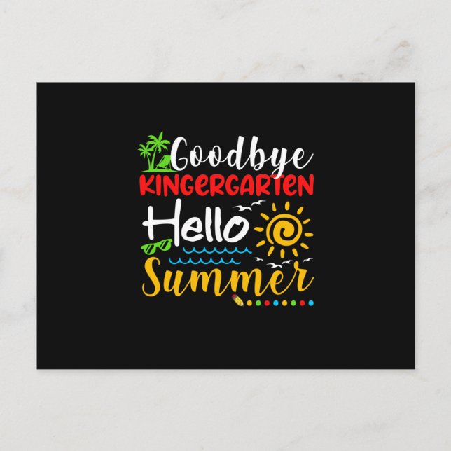 Goodbye Kindergarten Hello Summer Graduation Announcement Postcard (Front)