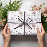 Goodbye Miss Hello Mrs Floral Bridal Shower Wrapping Paper<br><div class="desc">Modern Goodbye Miss Hello Mrs floral Bridal Shower Wrapping Paper. The design has a white colour background with the quote "GOODBYE MISS HELLO MRS" and space to add the bride's name and the date in purple. For those Bridal shower return gifts, this elegant yet simple personalized wrapping paper is perfect...</div>