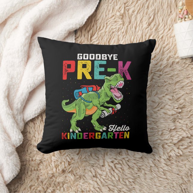 Goodbye Pre K Hello Kindergarten T Rex School Throw Pillow (Blanket)