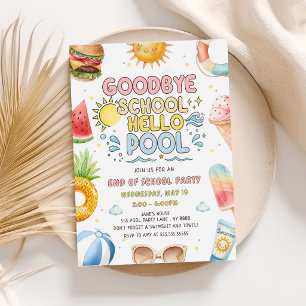 Goodbye School, Hello Pool, End of School Party Invitation
