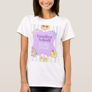Goodbye School Hello Pool Stripes Party T-Shirt