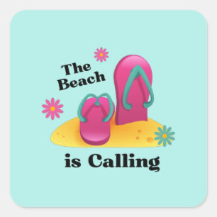 Goodbye School Hello Summer Beach Holiday Square Sticker