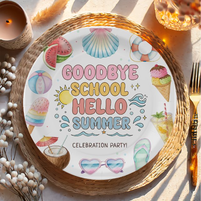 Goodbye School, Hello Summer, End of School Paper Plate (Creator Uploaded)