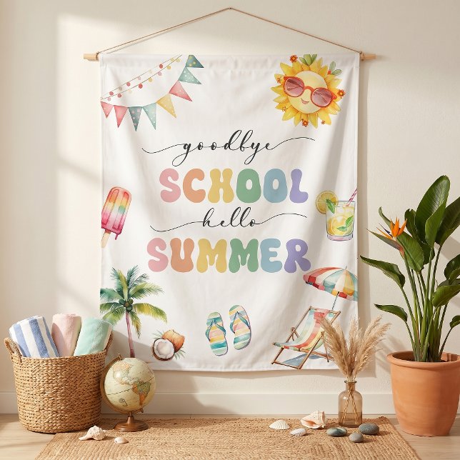 Goodbye School Hello Summer Party Tapestry (Creator Uploaded)