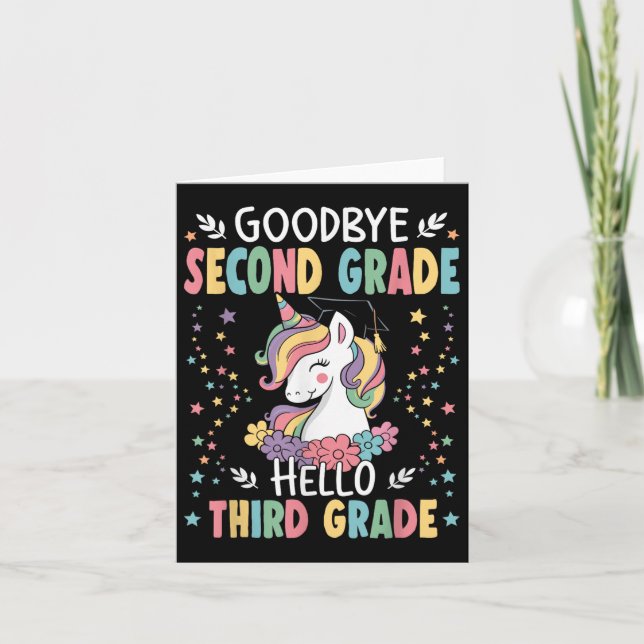 Goodbye Second Grade Hello Third Grade Graduation  Card (Front)