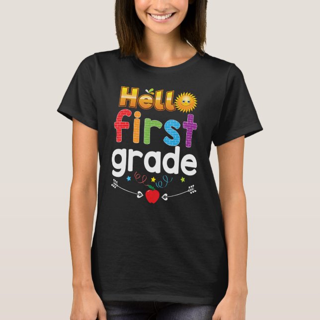 Goodbye Summer Hello 1st Grade First Kid Teacher B T-Shirt (Front)