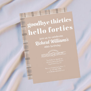 Goodbye Thirtis Hello Forties Modern 40th Birthday Invitation