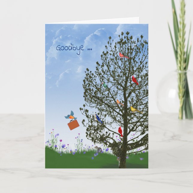 Goodbye with birds in tree card (Front)