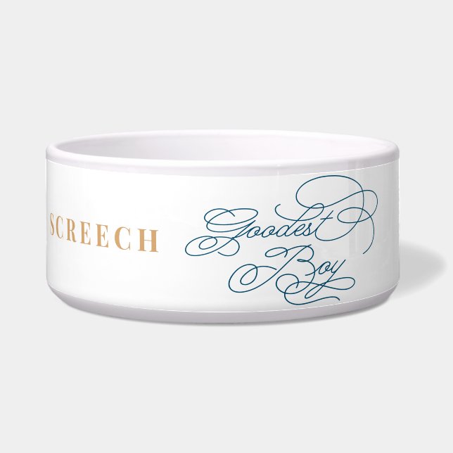 Goodest Boy Funny Classy Elegant White Blue Dog (Front)