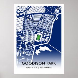 Goodison Park Stadium Map – Home of Everton FC Poster