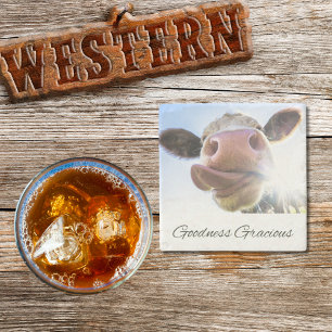 Goodness Gracious Southern Quote Cow Stone Coaster