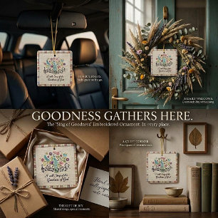 Goodness of God quilted look floral music Ceramic Ornament