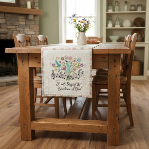 Goodness of God quilted look floral music Medium Table Runner