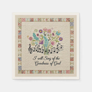 Goodness of God quilted look floral music Napkin