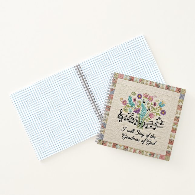 Goodness of God quilted look floral music Notebook (Inside)