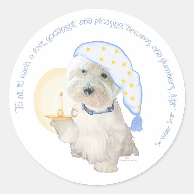 Goodnight Blue Classic Round Sticker (Front)